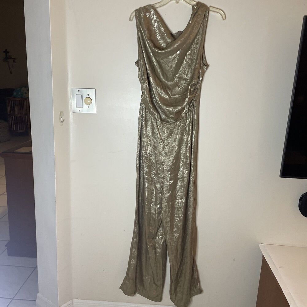 Gold Metalic Women’s Jumper One Piece Pants Outfit Size Large